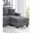3Pc Sectional Set Right Arm And Left Arm Chaise USB Port Armless Loveseat Plastic Legs Matching Two Pillows Primary Living Room Slate Gray Finish-1977225444