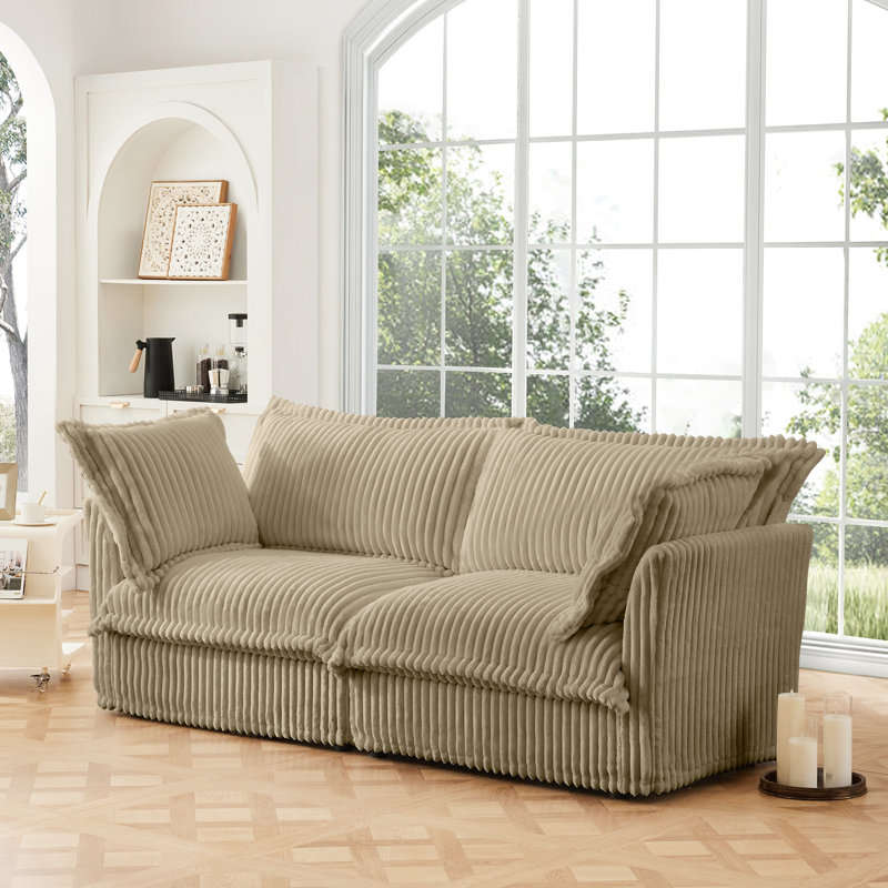 Corduroy 2 pour le confort - siège profond, coussin rembourré et housse amovible, siège intérieur confortable, moderne, camel