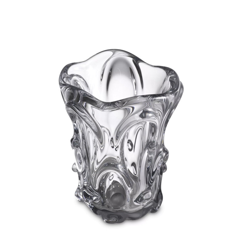 Aila Handmade Glass Table Vase, 9.06" H x 7.48" W x 7.48" D, Clear