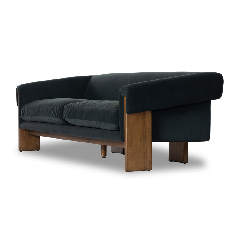 Cairo 90.5" Upholstered Sofa, Modern Velvet Smoke Polyester Blend