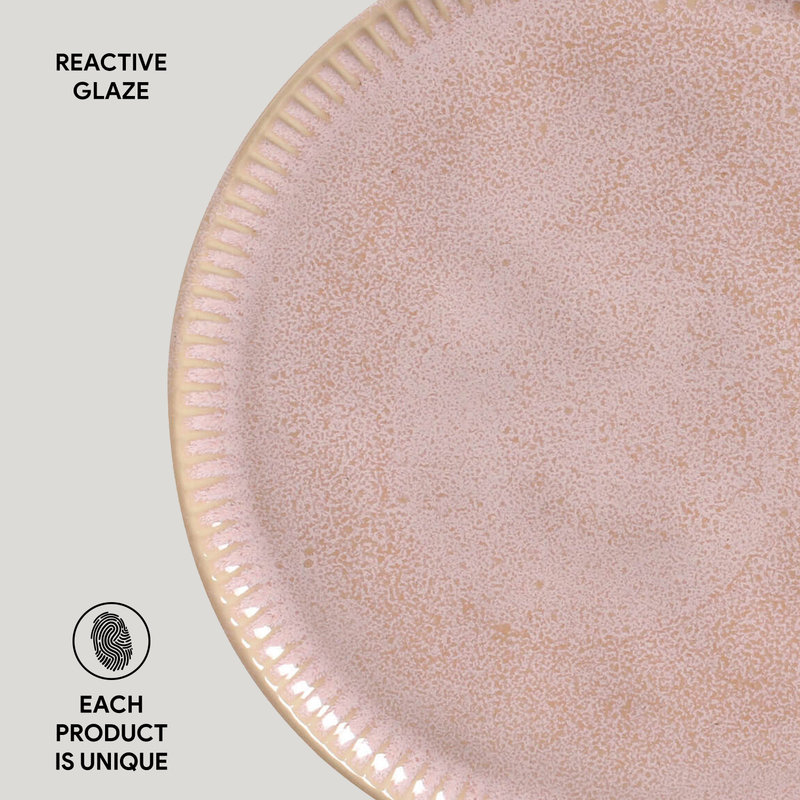 Assiette plate en grès cérame 10,8 po Linhas Litchi - Va au micro-ondes, au four et au lave-vaisselle, par Porto Brasil