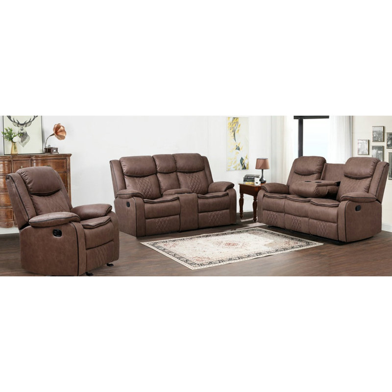 Ensemble de salon inclinable Canuet, Similicuir brun