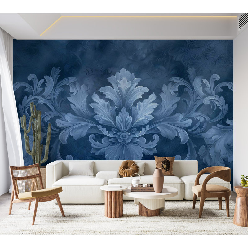Murale pelez et collez - Décoration bleu foncé, L 41 po x l 57 po