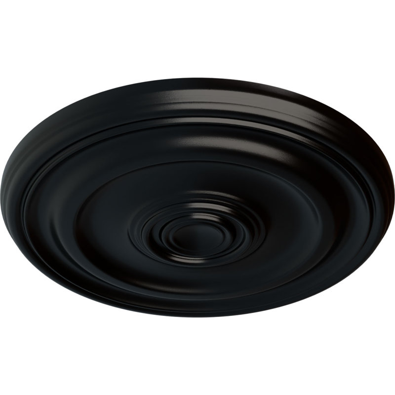 Médaillon de plafond Endurathane Devon, DO 15 3/4 po x P 1 1/2 po (convient aux auvents jusqu'à 3 5/8 po), fini noir de jais peint à la main