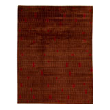 King Gabeh Wool Geometric Area Rug in Red/Rust/Orange