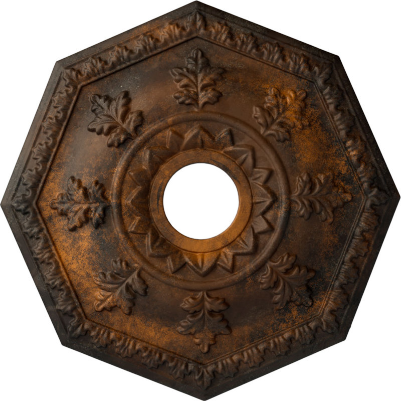 Médaillon de plafond Endurathane Nottingham, DO 18 po x P 3 1/2 po x P 1 1/2 po (convient aux auvents jusqu'à 4 5/8 po), finition rouille peinte à la main