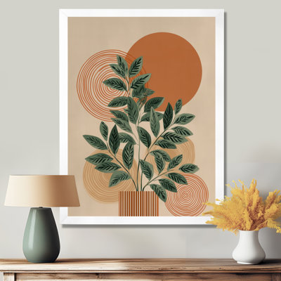 «Green and Orange Minimalisme Herb Elegance», reproduction d'art sur toile botanique verte