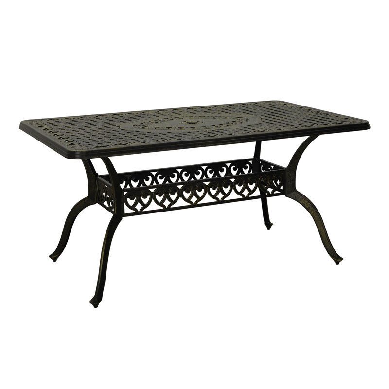 Vahag Classical Rectangular Cast Aluminum Outdoor Dining Table, 35'' W x 59'' L x 29'' H
