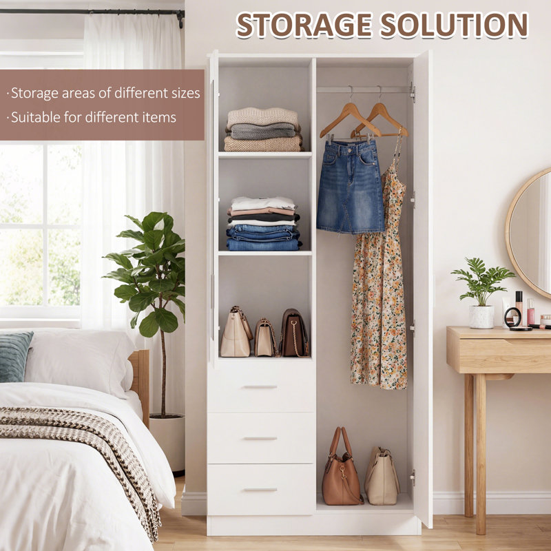 Arvil 2 Door Manufactured Wood Wardrobe