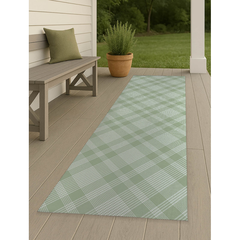 Lily Tartan Non-Slip Outdoor Rug, Runner 2'6" x 8'