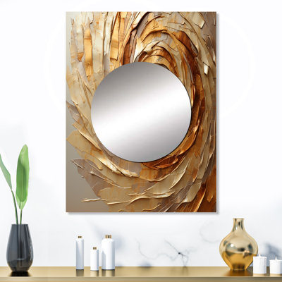 Brown Gilded Mocha Spiral - Abstract Spirals Unique Wall Mirror, Brown Mirror, Printed Metal Art