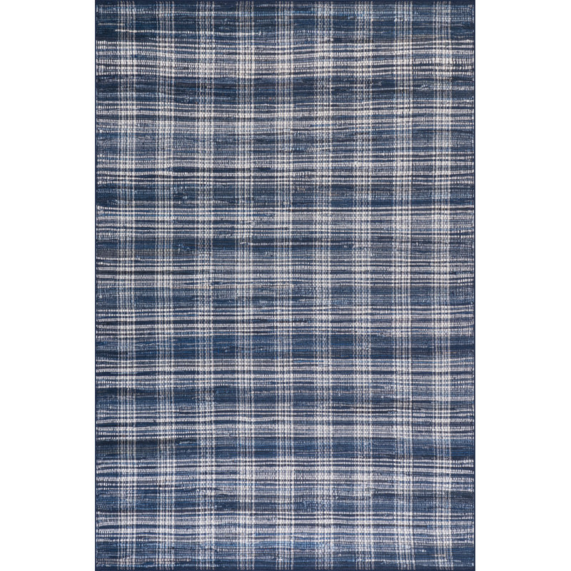 Denim Plaid Machine Washable Rug, Rectangle 7'6" x 9'6"