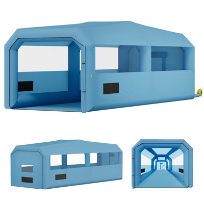 AMERLIFE 40X16.5X13.1 FT Inflatable Paint Booth With 1100W+750W Blowers, Upgrade 4-Stage Filters System & Peak Roof, Portable Paint Booth With PVC Windows For DIY, Mobile Detailing, Auto Refinish