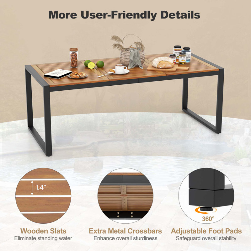 Aquanette Rectangular Metal Outdoor Dining Table , 79'' in. W 35.5'' in. D