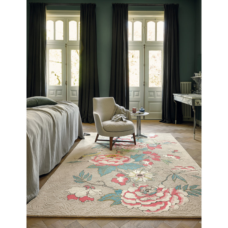 Hand Tufted Area Rug in Coral/Blue/Gray, Rectangle 8'2" x 11'6"