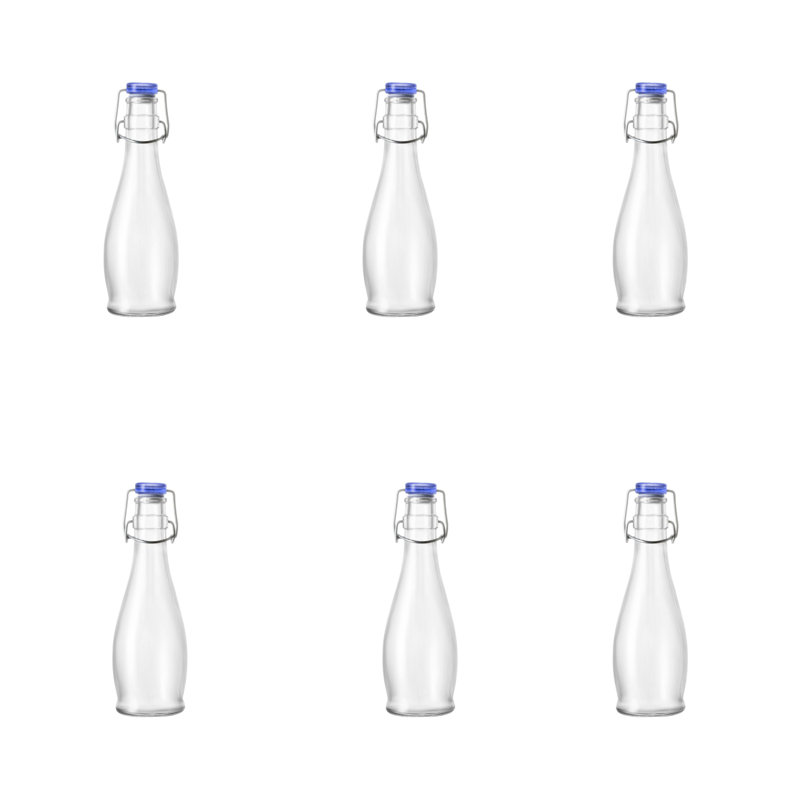 10 bouteilles à couvercle battant Indro Street Strawberry Street, couvercle bleu, 12 oz, 12 oz