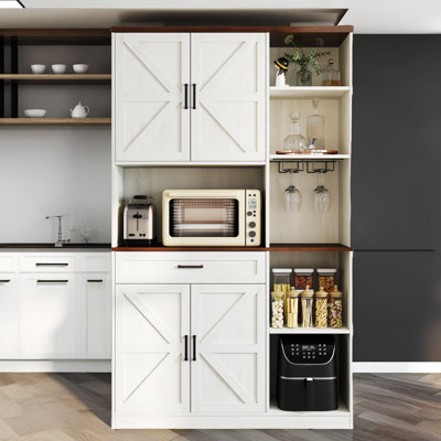 Garde-manger multifonctionnel 71 po avec station de charge et éclairage RVB, buffet de rangement