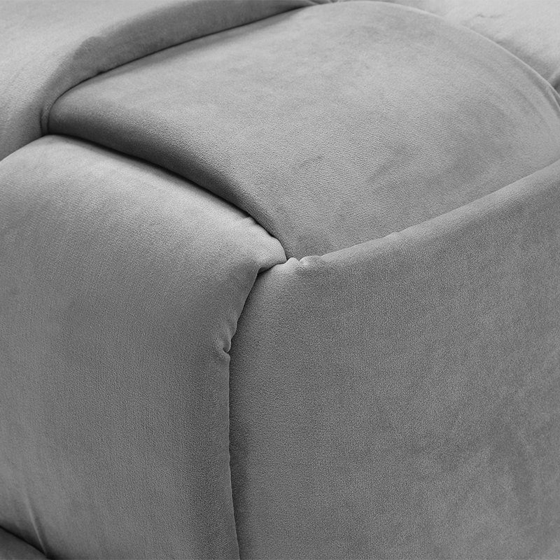 Viktualien 49cm Wide Velvet Tufted Square Cube Ottoman, Gray