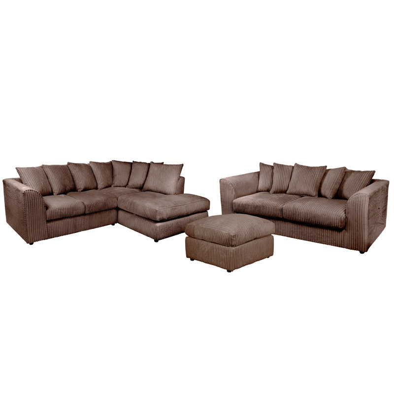 Moana 3 - Piece Living Room Set, Right Hand Facing, Chocolate