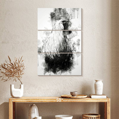 Coq Brampt regardant en noir et blanc