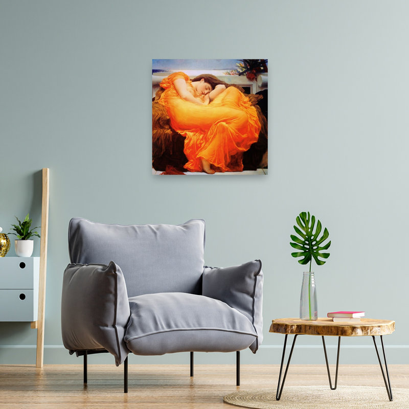 Flaming June Classic Peaceful Romantic Wall Art Print by Frederic Leighton - Wrapped Canvas Print, 60.96cm H x 60.96cm W