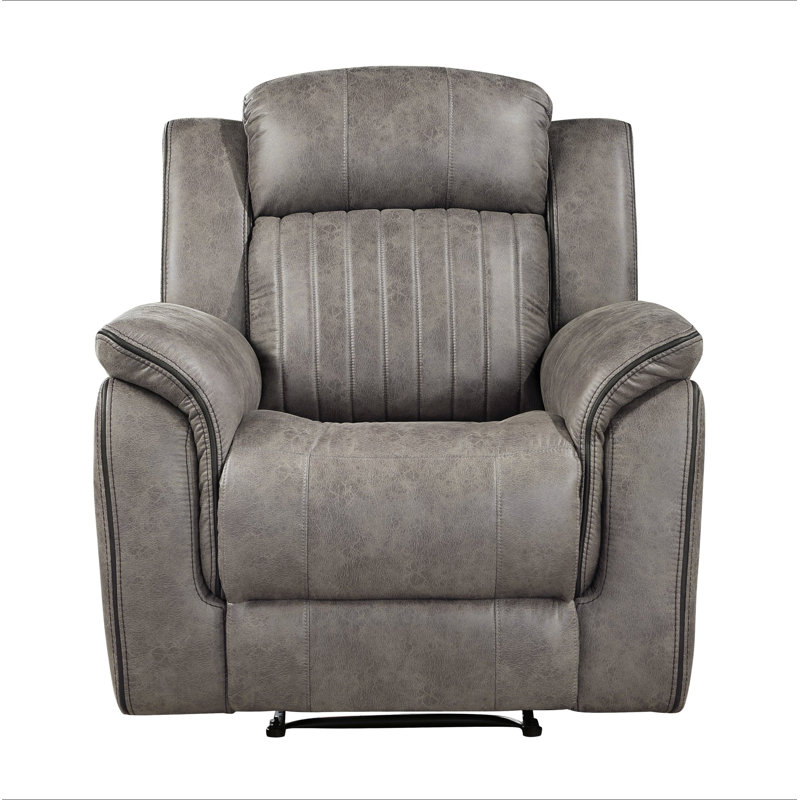 Classic Sandy Brown 1Pc Reclining Chair Plush Comfort Pillow-Top Arms Vertical Tufting Solid Wood Luxury Living Room Furniture