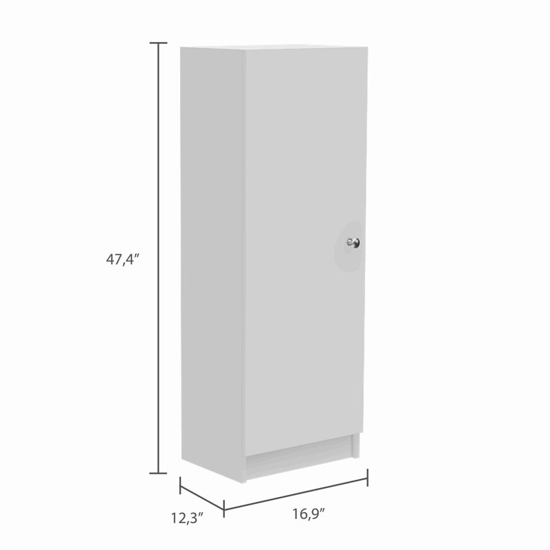 Armoire de rangement à une porte avec quatre tablettes intérieures, Blanc