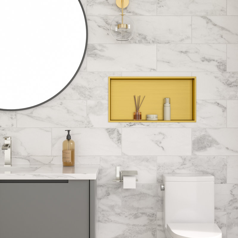 Niche de mur rectangulaire encastrée en acier inoxydable de 24 po x 12 po H 24 po x 12 po , Or