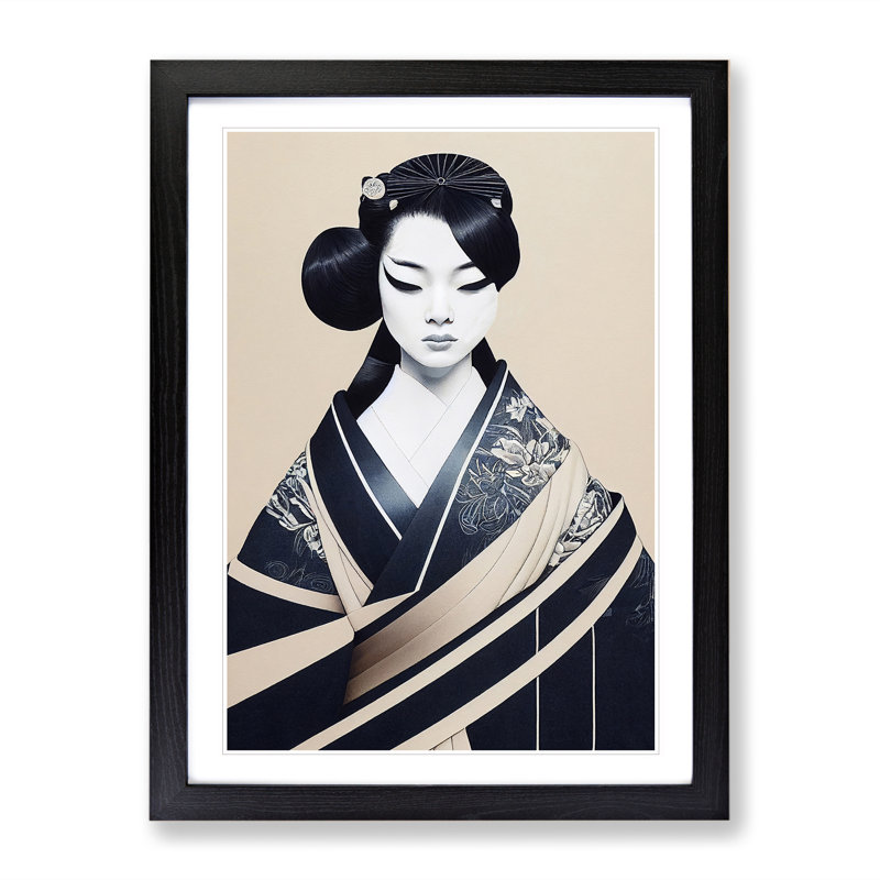 Modern Geisha No.2 - Framed Print, Black, 64cm H x 46cm W x 2cm D