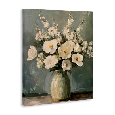 Traditional Alabaster Floral Bouquet Canvas, Design By Petal Prints Design