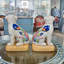 Tobacco Leaf Porcelain Dog Figurines Pair