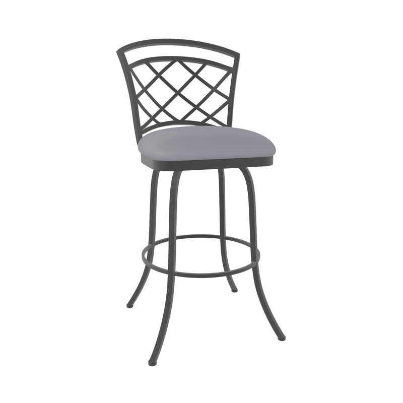 Tabouret pivotant Di Milan en tissu performance texturé avec finition thermolaquée à la main, Gris, Gris pierre de feu