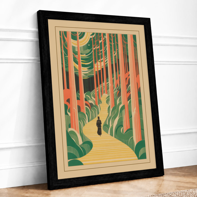 Woodland Path Japandi - Print, Black, A4 - 29.7 x 21.0 cm