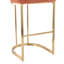Ensemble de 2 tabourets de bar à hauteur fixe avec structure en métal doré et revêtement en tissu saumon doux pour une cuisine moderne ou un bar à la maison.-775397790-775397785