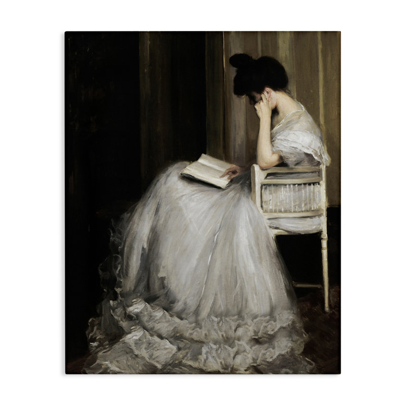 Portrait de femme en robe de lecture, H 40 po x l 30 po x P 1,5 po, Toile tendue