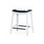 Tabouret de comptoir 24 po blanc avec revêtement en cuir noir et siège élégant-1446746599-1446746594