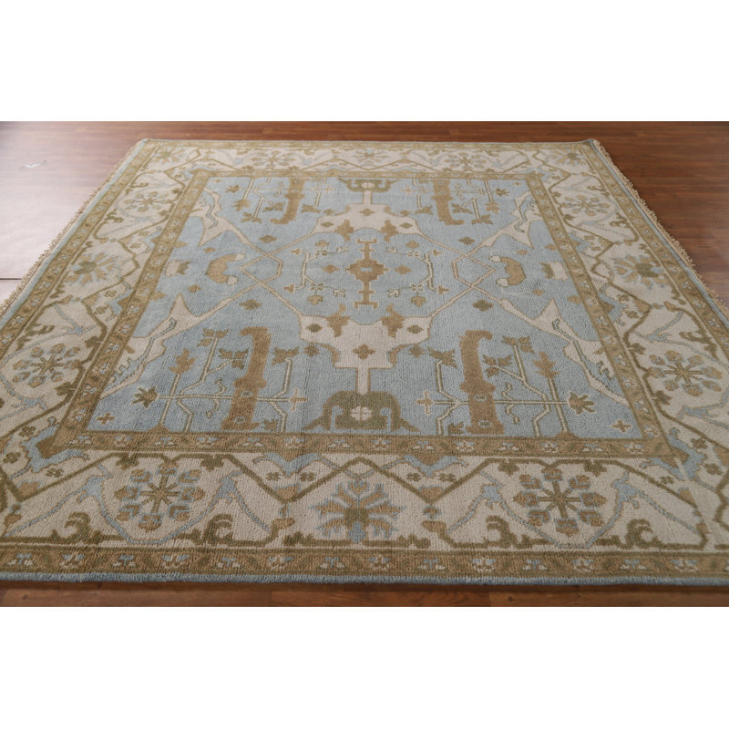 Tapis bleu carré Oushak 8 x 8