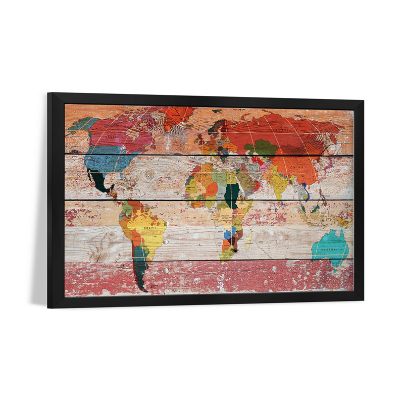 World Map Premium Framed Poster by Irena Orlov, 16" H x 24" W