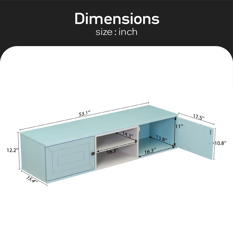 Crédence de rangement l 53,1 po Emonee, Bleu clair