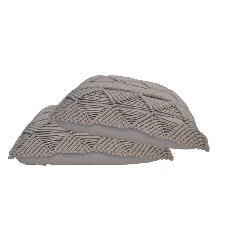 Conroe Geometric Square Throw Cushion, Grey