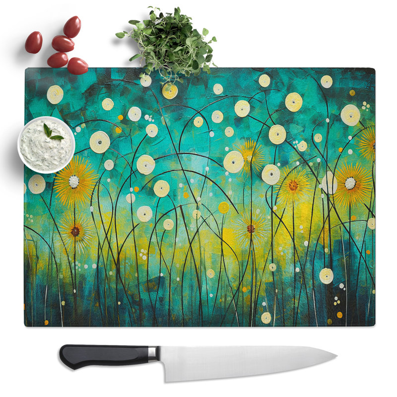 Dandelion Abstract  Glass Chopping Board