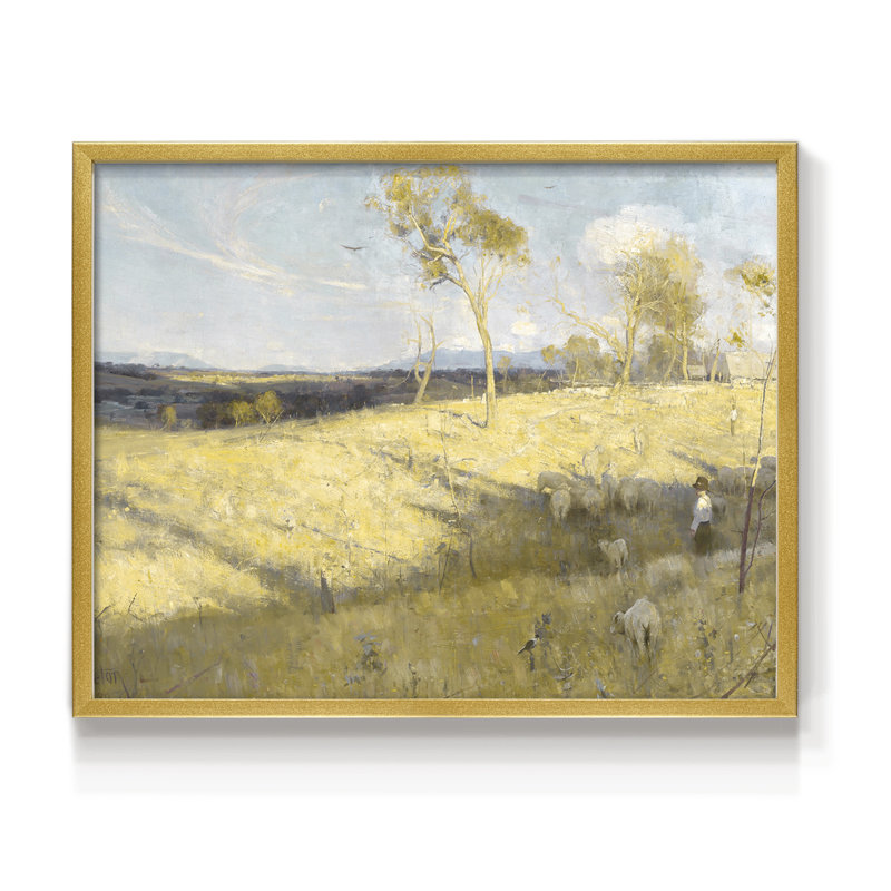 Paysages rétro-DCC XXXVI-impression encadrée - réaménageable, H 8 po x l 10 po, Doré
