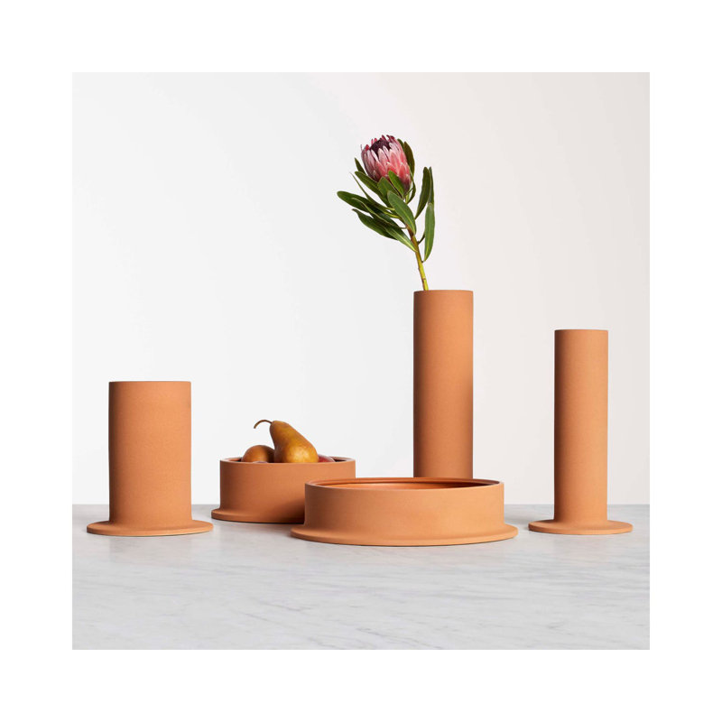 Flange Terracotta Decorative Bowl, Terracotta, 4" H x 10" W x 10" D