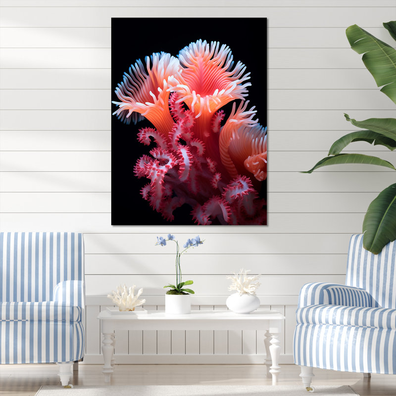 «Pink Coastal Anemone», reproduction d'art mural plage et océan, H 32 po x l 24 po x P 1 po, Toile tendue