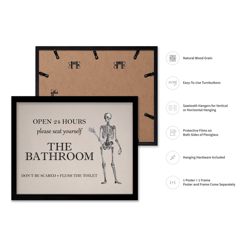 The Bathroom No4, 08"H x 10"W, Poster, Black Framed