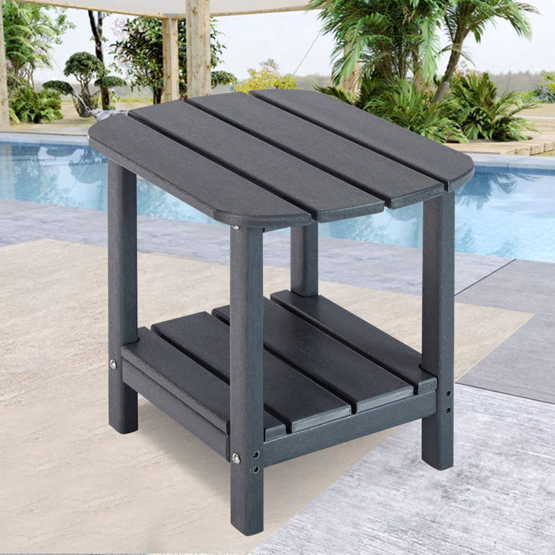 HDPE Outdoor Side Table, 2-tier Adirondack Side Table, All Weather Resistance, Gray