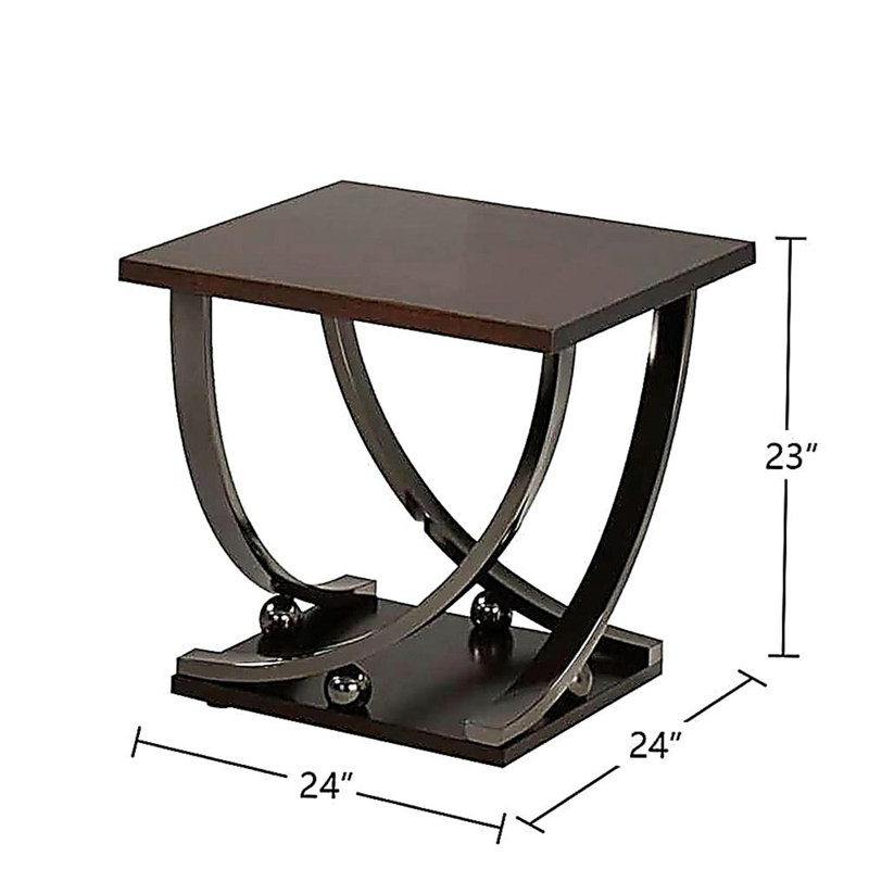 Base en nickel noir avec table de bout avec tablette inférieure