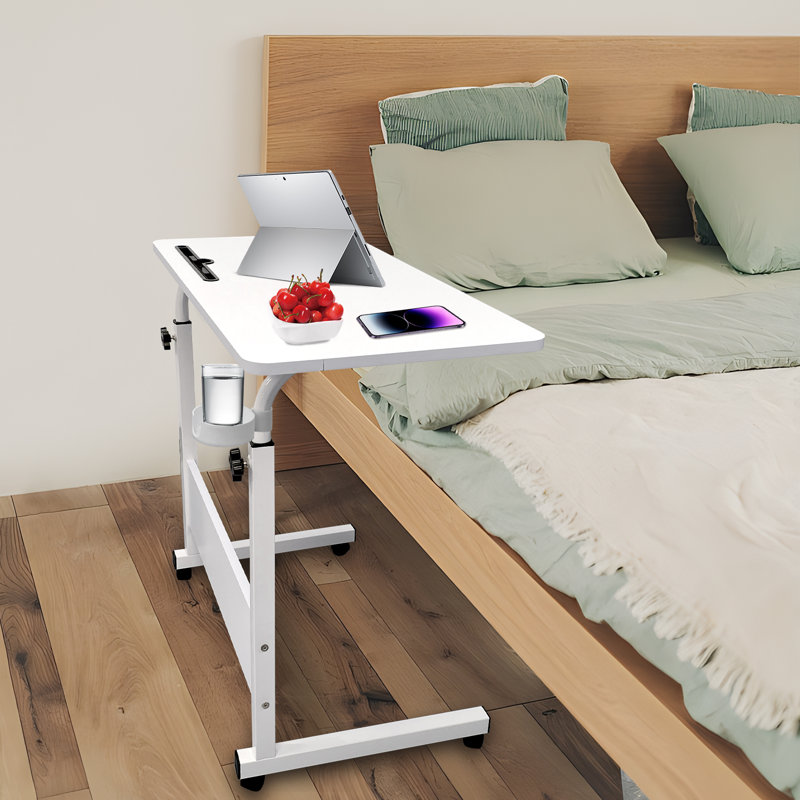 Adjustable Height Computer Desk, 69cm H x 80cm W x 40cm D, White