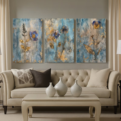FLORAL Series XLIX  -Custom Wrapped Gallery Canvas - 3 Pieces
