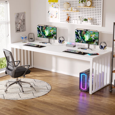 78.74" W Rectangle Computer Desk with Metal Legs
